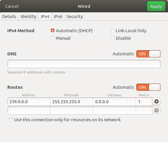 Ubuntu multicast route