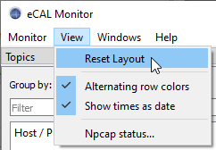 eCAL Monintor Reset Layout